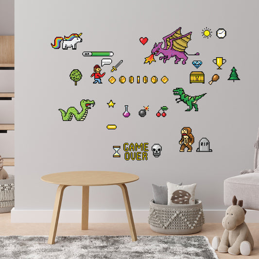 Video Gaming Wall Sticker - Retro Icons Decal Wall Art