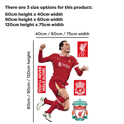 Liverpool FC Wall Sticker - Virgil Van Dijk Illustration Wall Decal