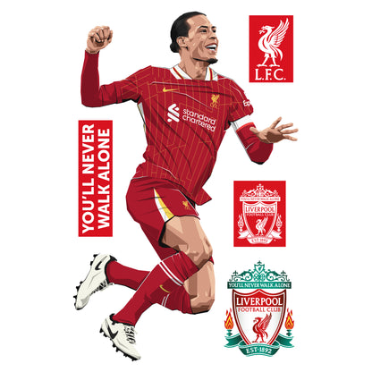 Liverpool FC Wall Sticker - Virgil Van Dijk Illustration Wall Decal