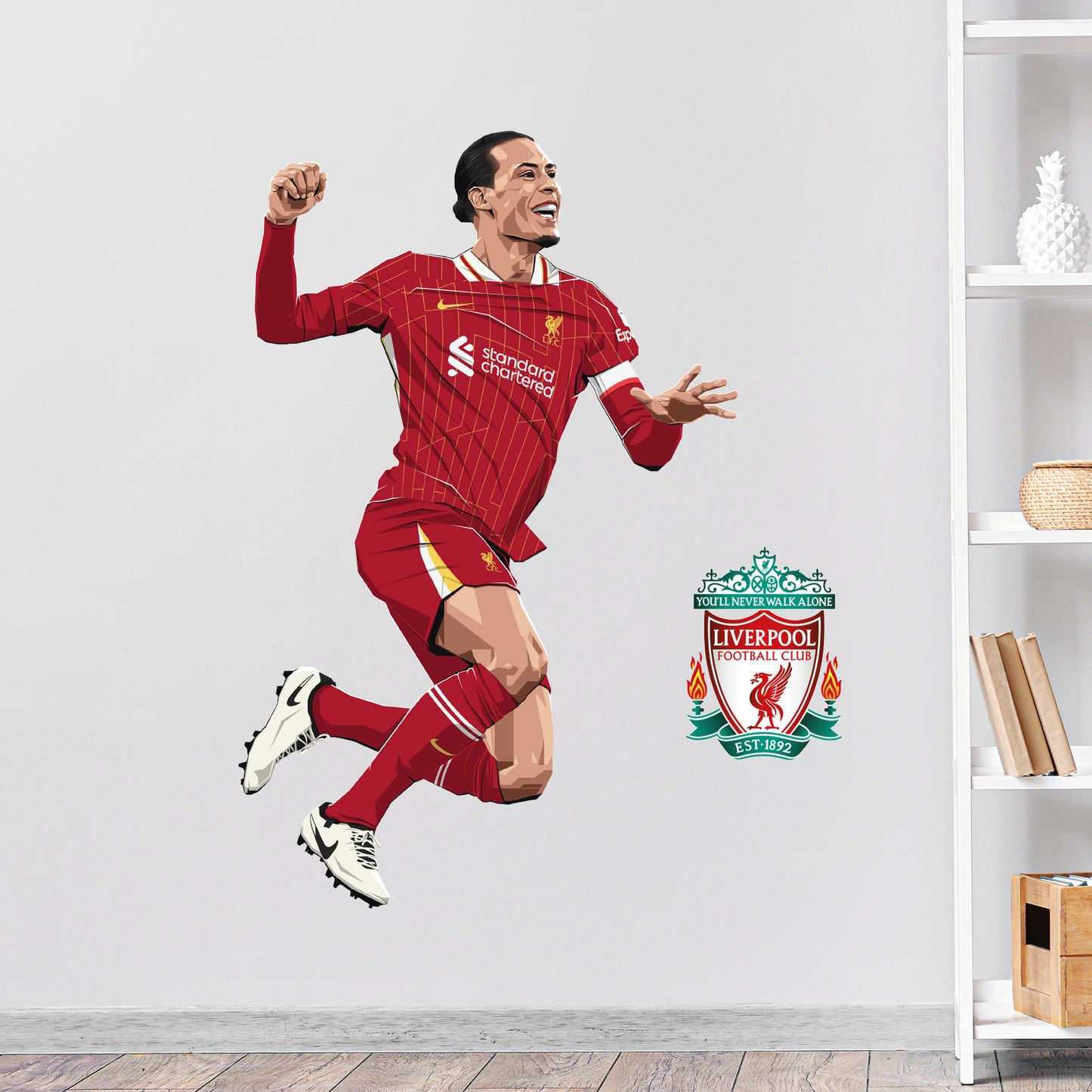 Liverpool FC Wall Sticker - Virgil Van Dijk Illustration Wall Decal