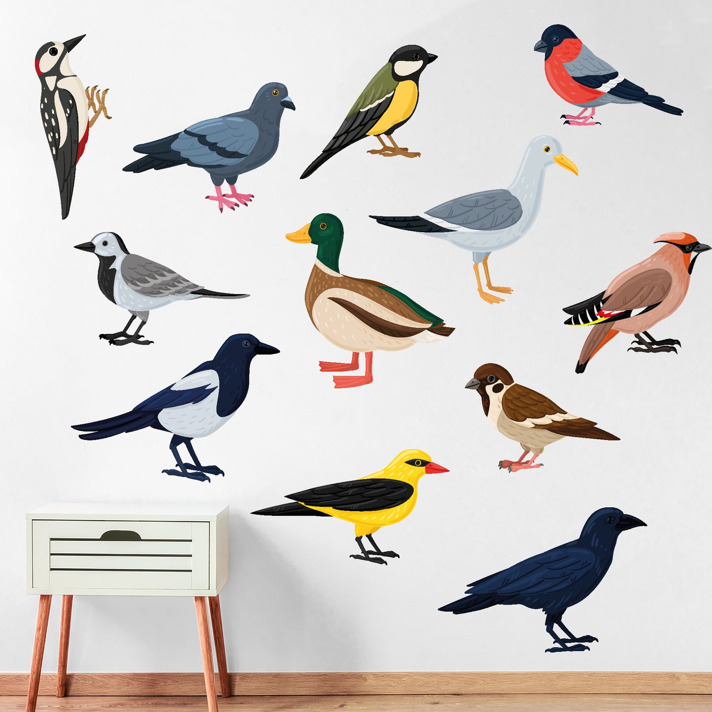 Animal Wall Sticker - Set Of Twelve Birds Decal Wall Art