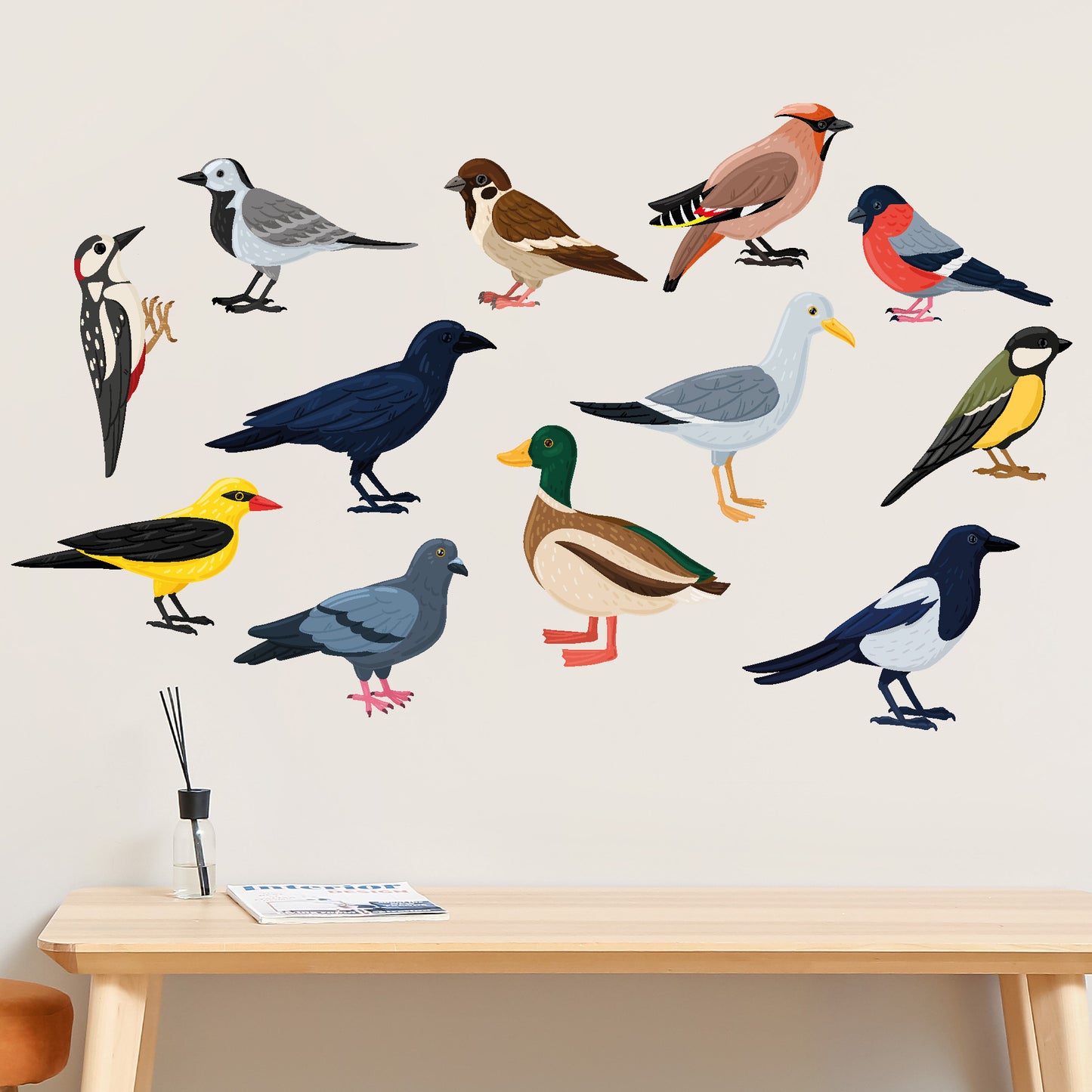 Animal Wall Sticker - Set Of Twelve Birds Decal Wall Art