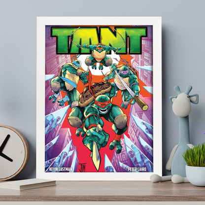 Teenage Mutant Ninja Turtles Print - Group Jumping Purple City Poster World of TMNT Wall Art