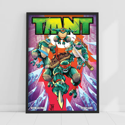 Teenage Mutant Ninja Turtles Print - Group Jumping Purple City Poster World of TMNT Wall Art