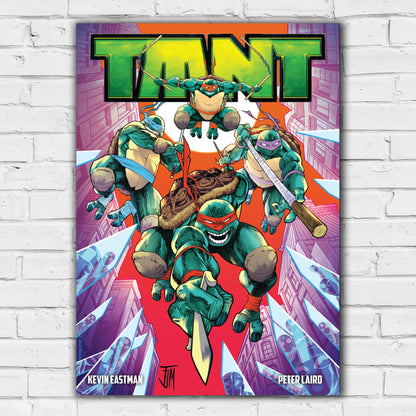 Teenage Mutant Ninja Turtles Print - Group Jumping Purple City Poster World of TMNT Wall Art