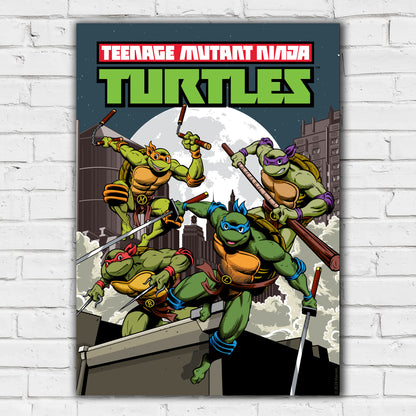 Teenage Mutant Ninja Turtles Print - Group Moonlight Rooftop Poster World of TMNT Wall Art