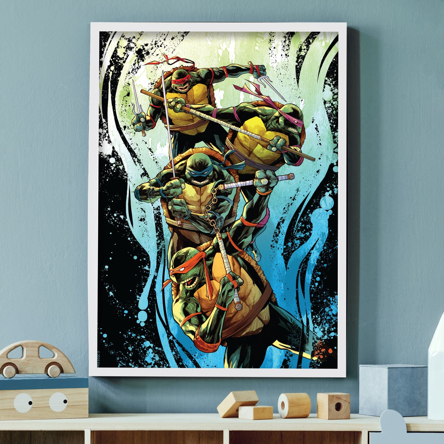 Teenage Mutant Ninja Turtles Print - Group Wave Splatters Poster World of TMNT Wall Art