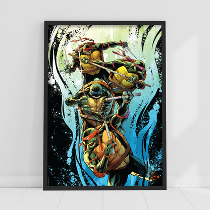 Teenage Mutant Ninja Turtles Print - Group Wave Splatters Poster World of TMNT Wall Art