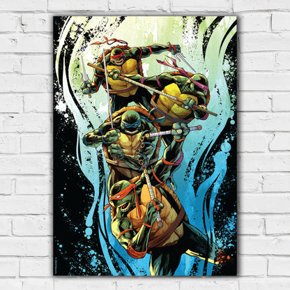 Teenage Mutant Ninja Turtles Print - Group Wave Splatters Poster World of TMNT Wall Art