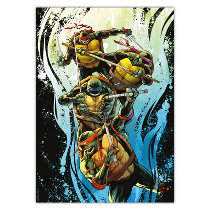 Teenage Mutant Ninja Turtles Print - Group Wave Splatters Poster World of TMNT Wall Art