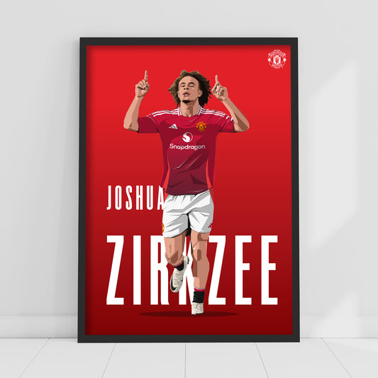 Manchester United FC Print - Zirkzee 24/25 Illustration Player Poster Football Wall Art