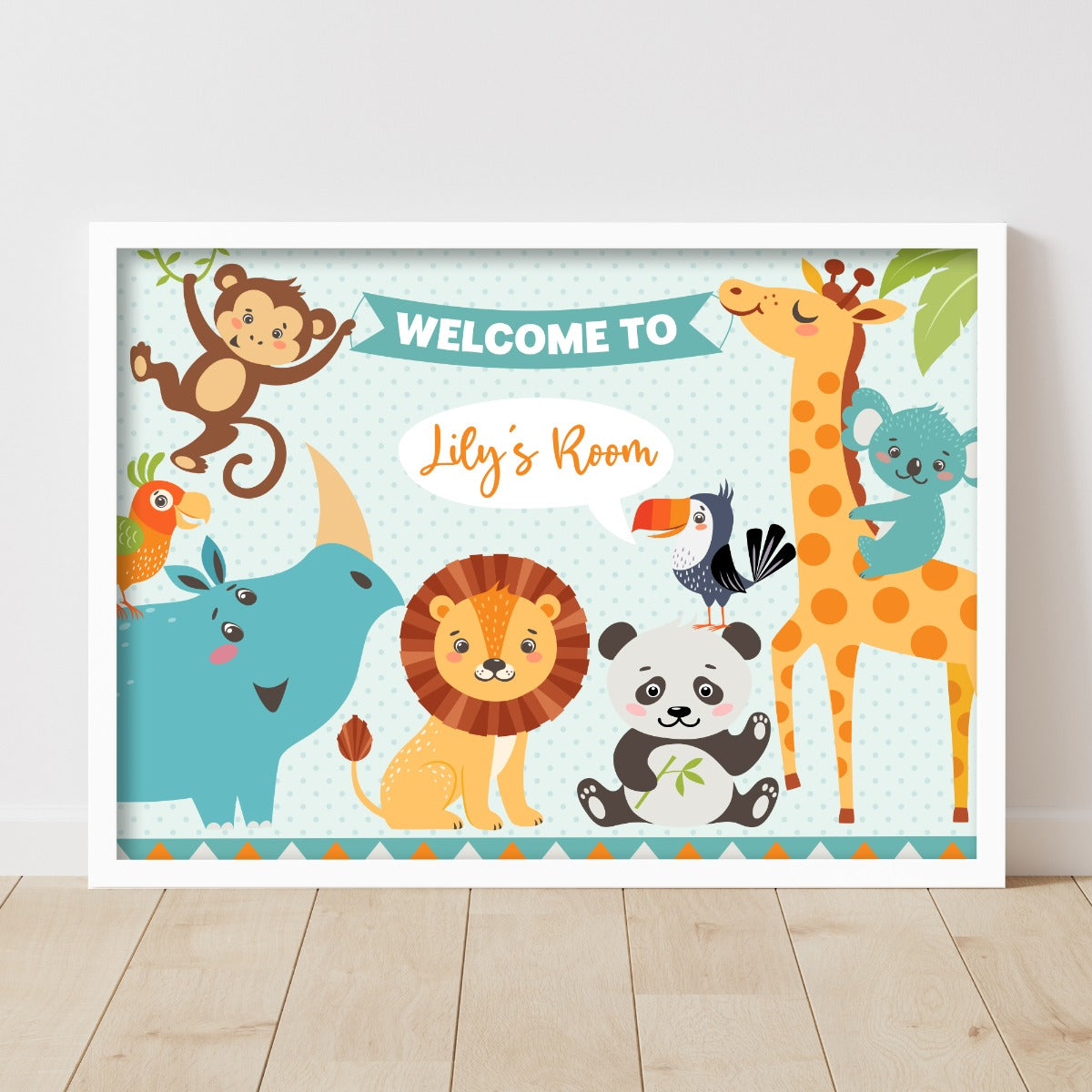 Kids Print - Animal Banner Personalised Name