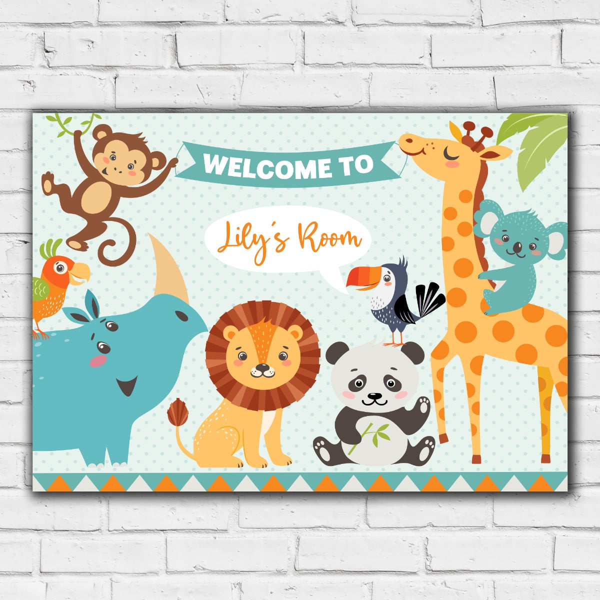 Kids Print - Animal Banner Personalised Name