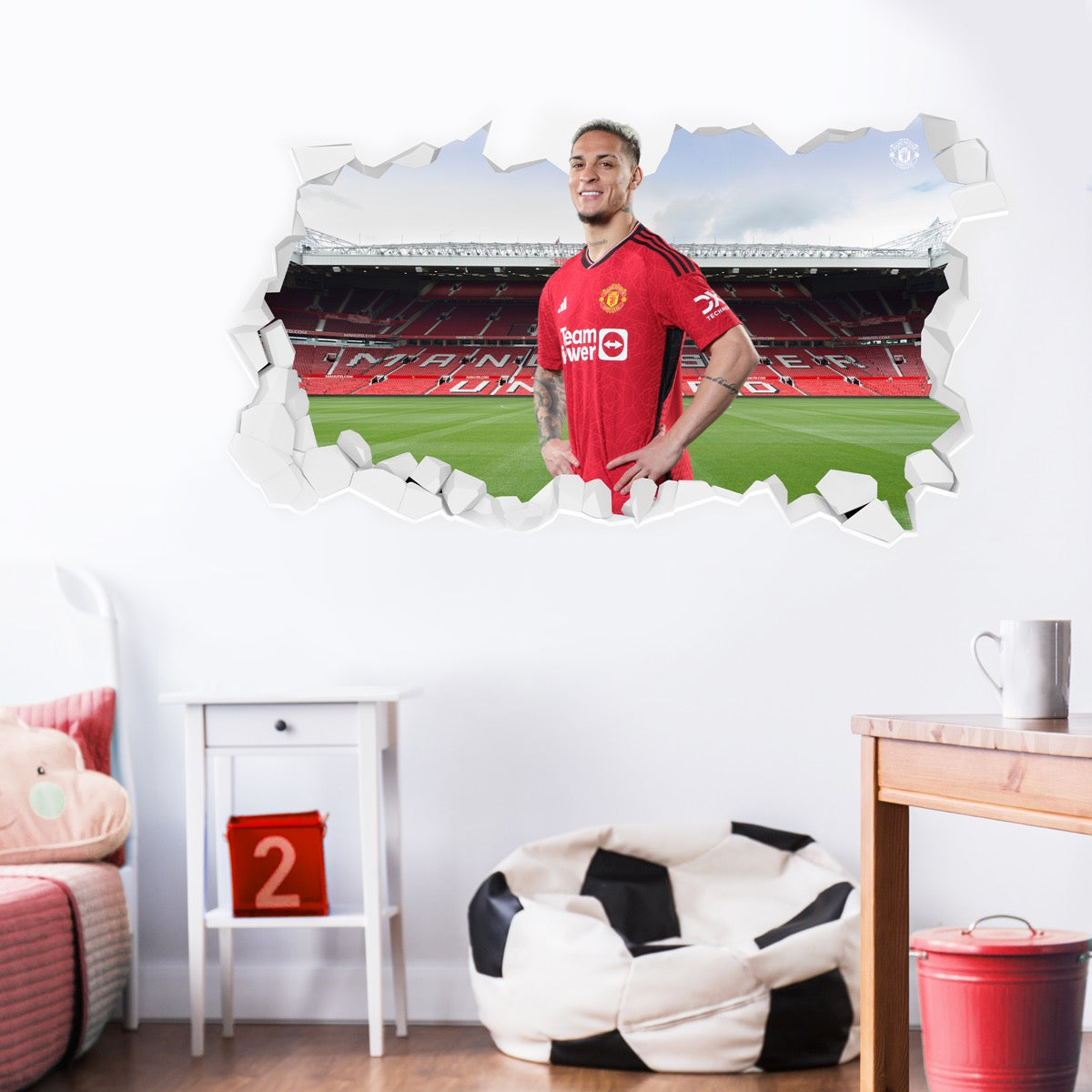 Manchester United Wall Sticker - Antony 23/24 Broken Wall + Decal Set