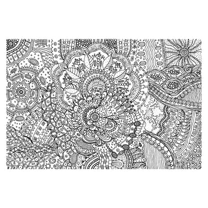 Mandala Wall Mural - Black and White Mandala Pattern Doodle Full Wall Mural