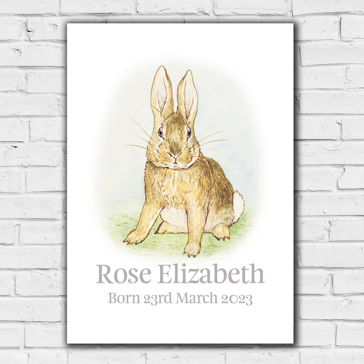 Peter Rabbit Print - Bunny Personalised Name & Date Print