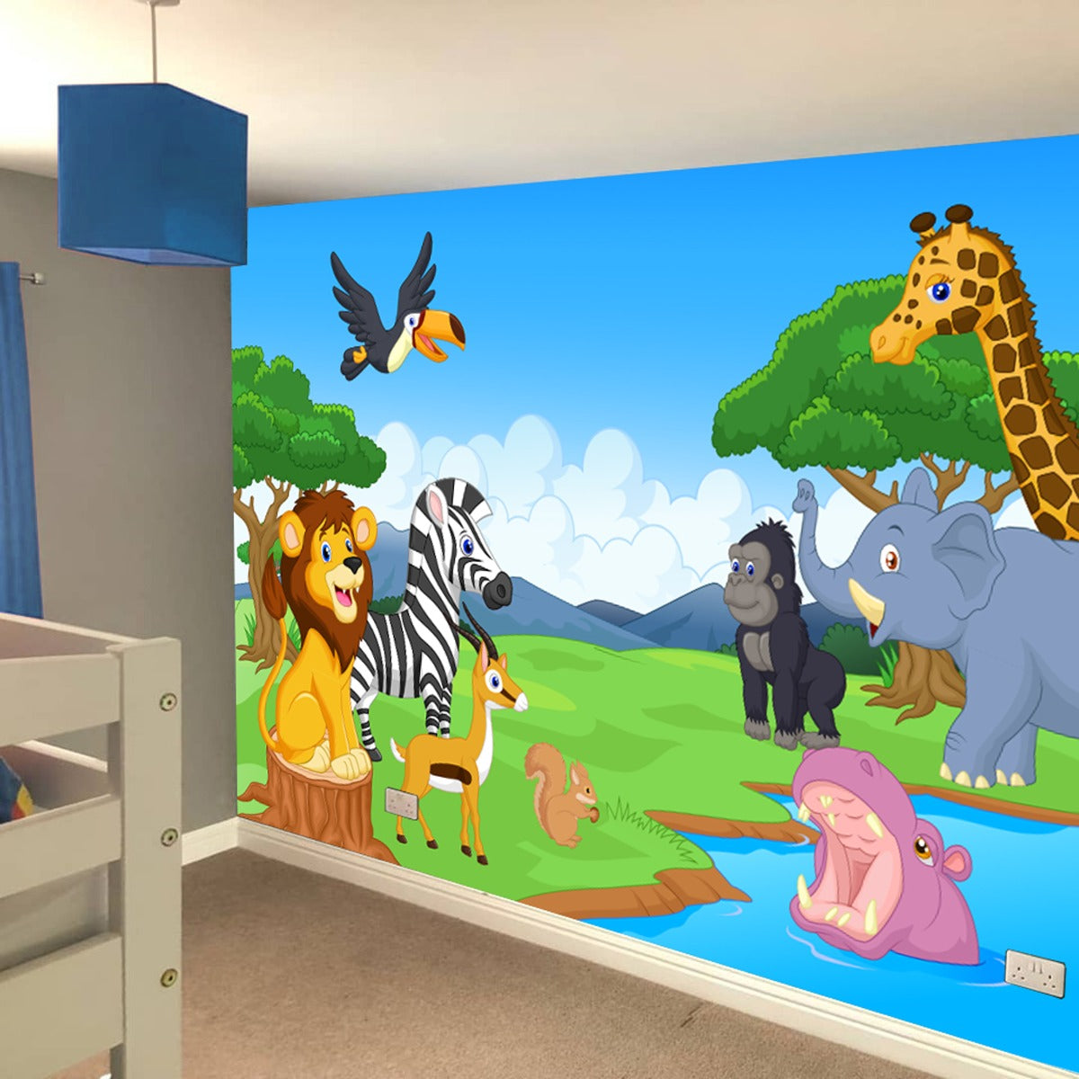 Nursery Wall Mural - Cartoon Animals in the Wild