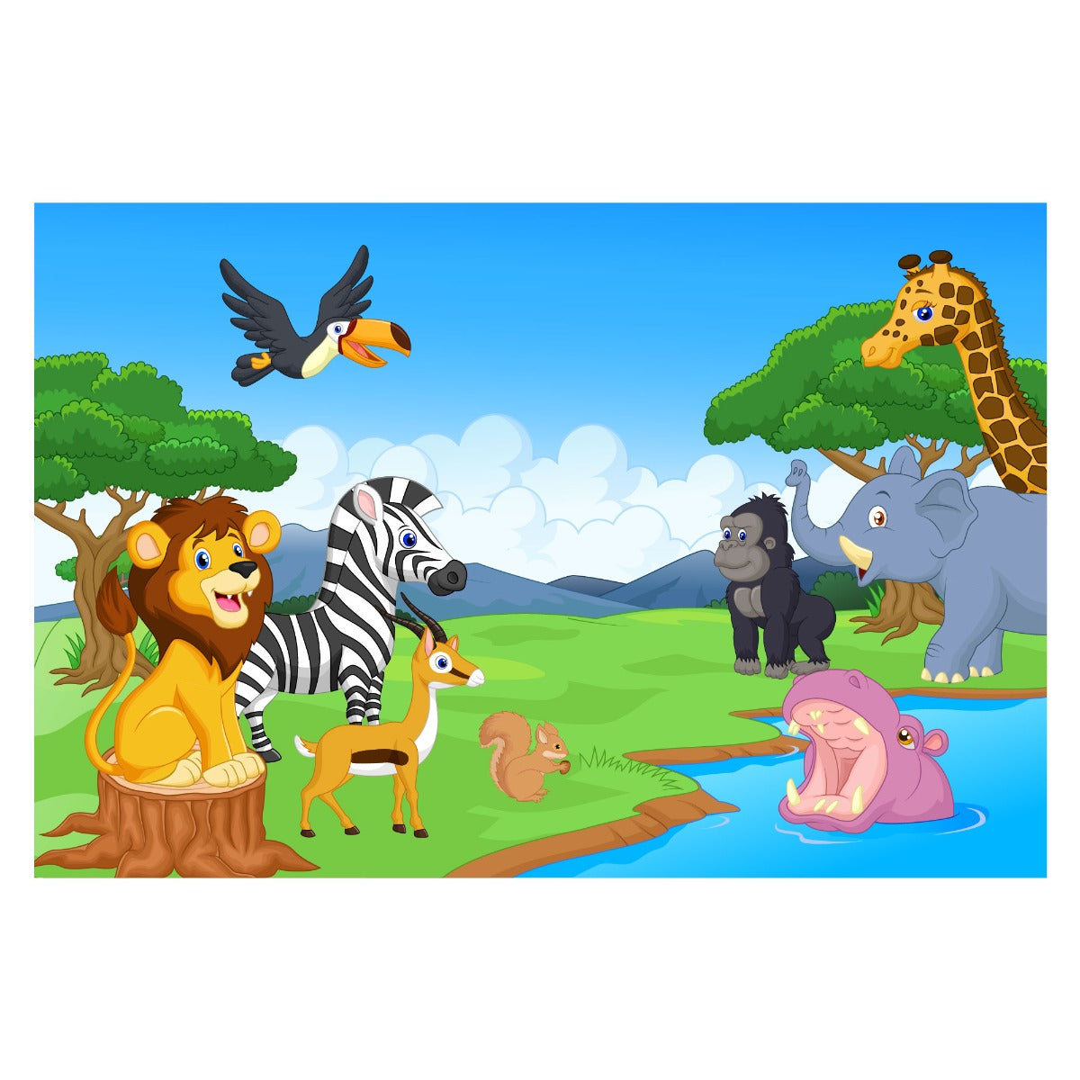 Nursery Wall Mural - Cartoon Animals in the Wild