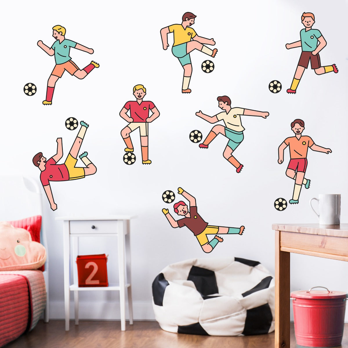 Football Wall Sticker - Cartoon Football Players