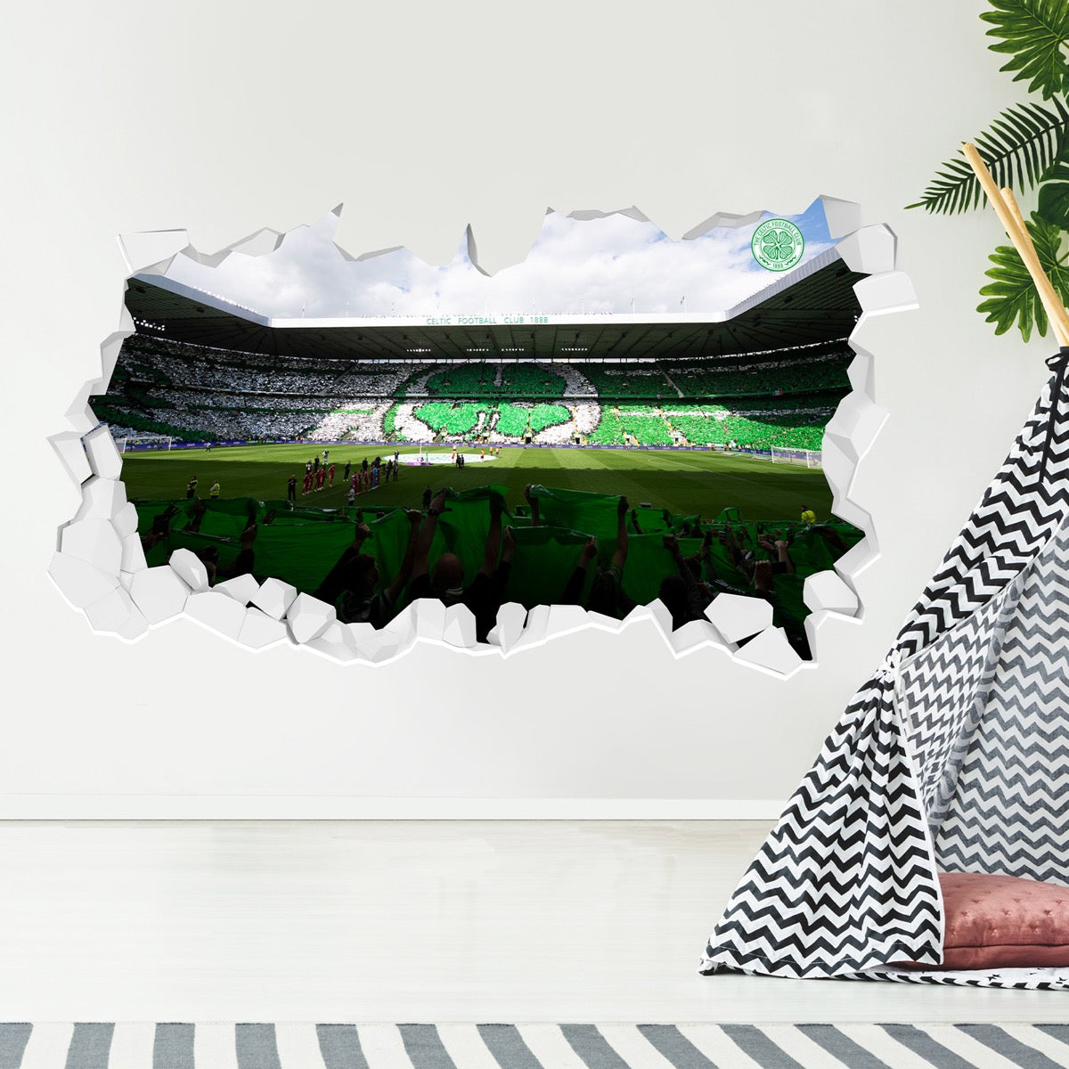 Celtic FC Wall Sticker - Inside Stadium Flag Day Broken Wall