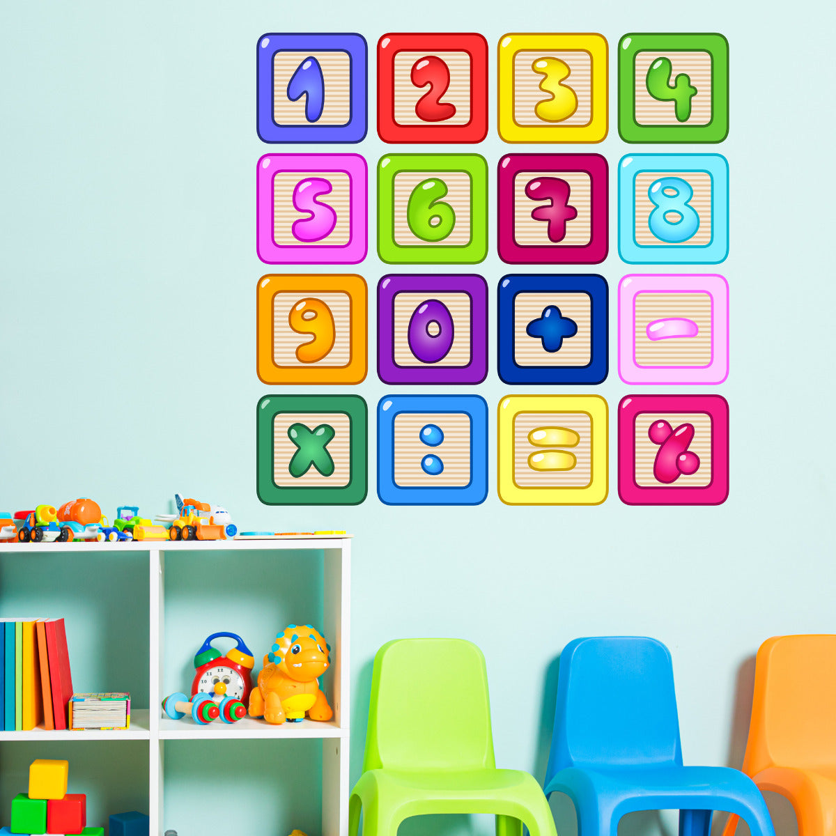 Number Blocks Kids Wall Sticker Set