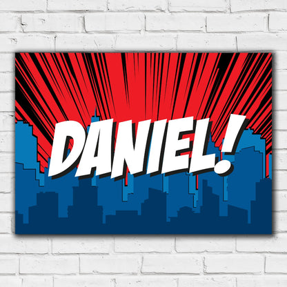 Personalised Superhero Cityscape Print