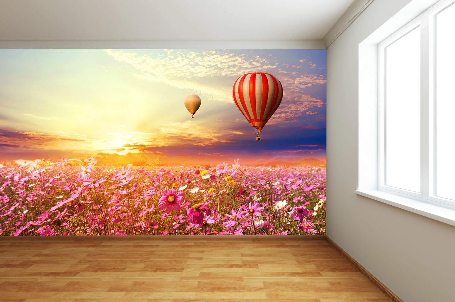 Cosmo Field & Hot Air Balloons in Sunset Wall Mural