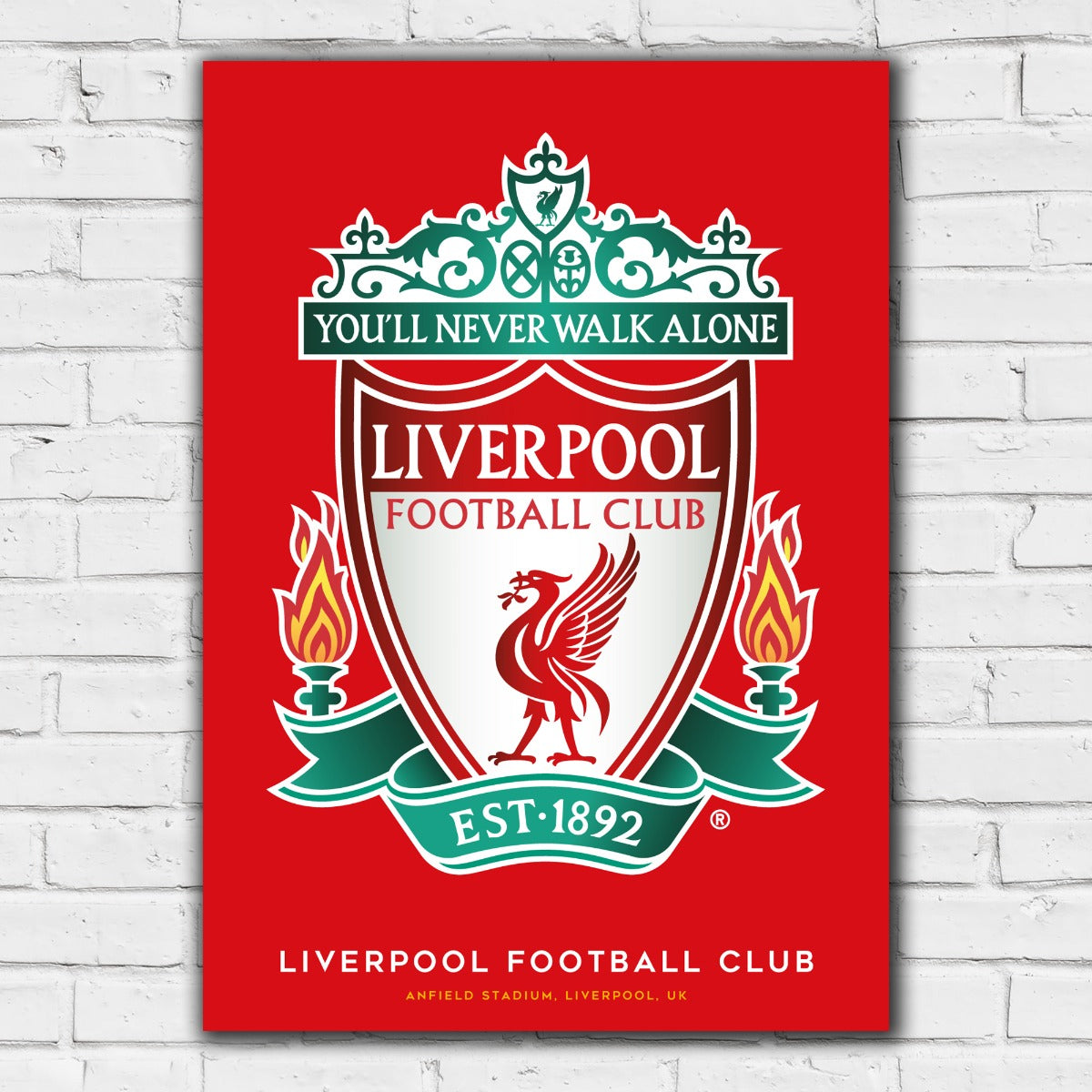 Liverpool FC Print - Crest Red Background Poster