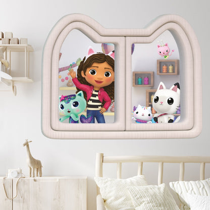 Gabby's Dollhouse Wall Sticker - Gabby and Friends Waving Through Window