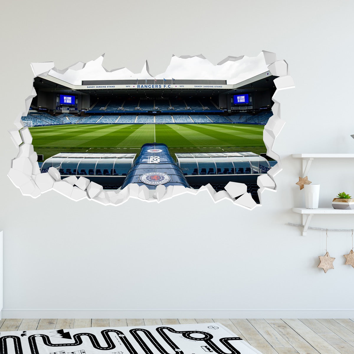 Rangers F.C - Sandy Jardine Stand Stadium Broken Wall Sticker