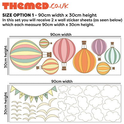 Personalised Hot Air Balloon Wall Sticker Set