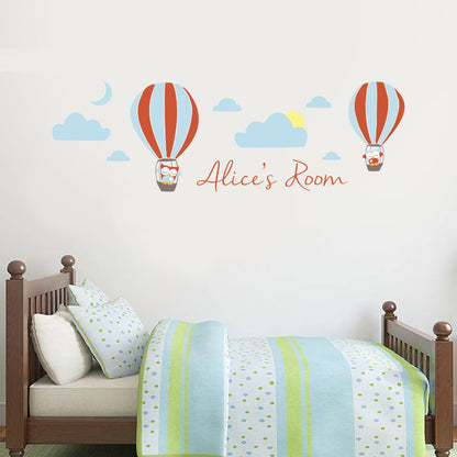 Hot Air Balloons Personalised Name Wall Sticker