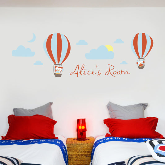 Hot Air Balloons Personalised Name Wall Sticker