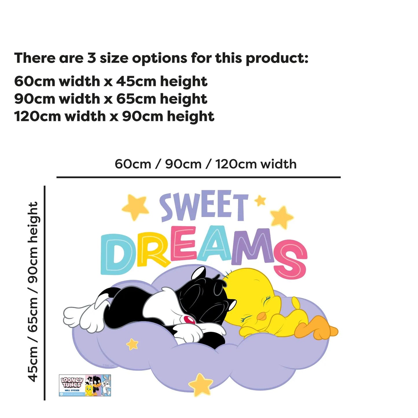 Looney Tunes Wall Sticker - Baby Looney Tunes Sylvester and Tweety Sweet Dreams Wall Decal Art