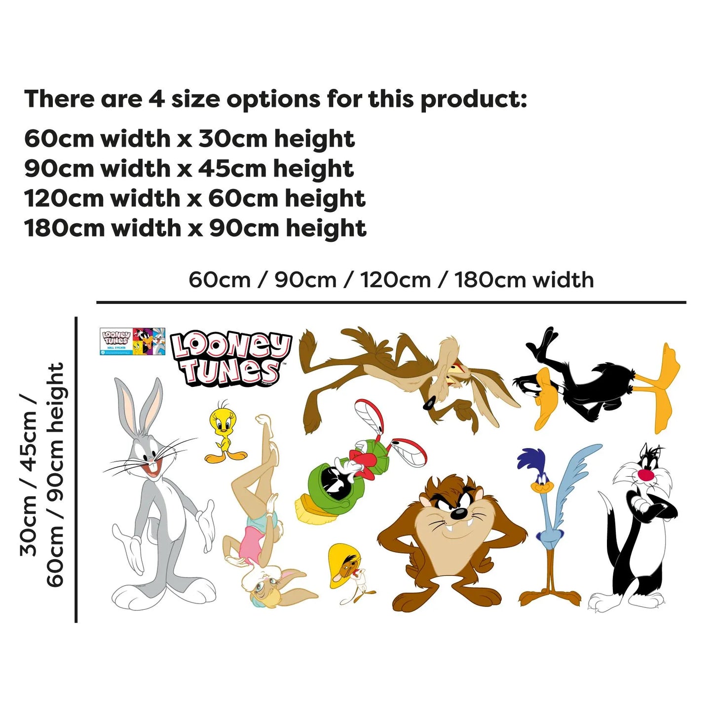 Looney Tunes Wall Sticker - Looney Tunes 10 Character Set Wall Decal Art