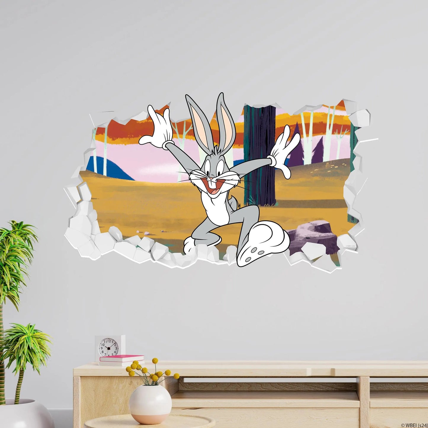 Looney Tunes Wall Sticker - Bugs Bunny Forest Broken Wall Decal Art