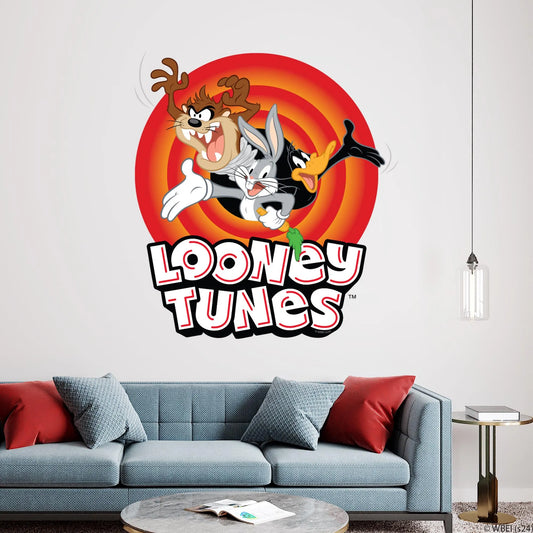 Looney Tunes Wall Sticker - Bugs Daffy and Taz Red Circle Logo Wall Decal Art