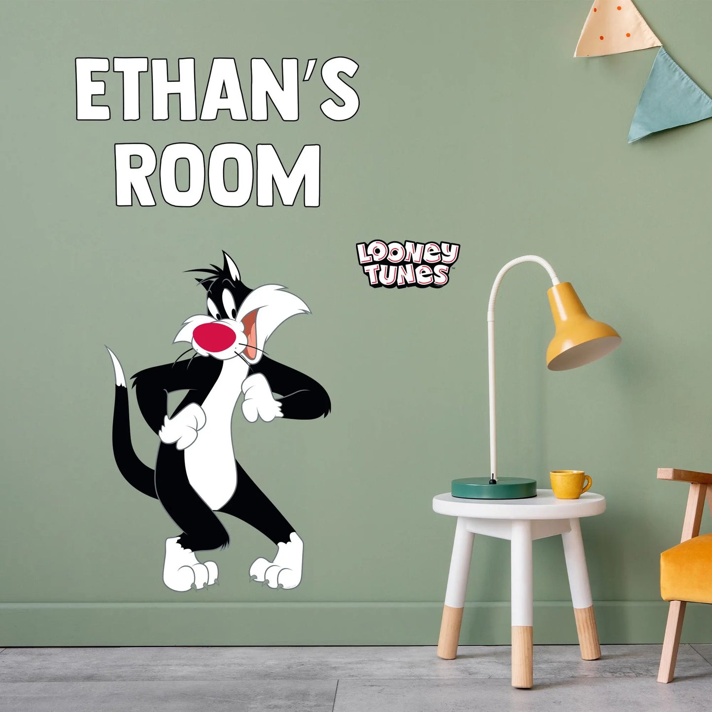 Looney Tunes Wall Sticker - Sylvester and Personalised Name Wall Decal Art