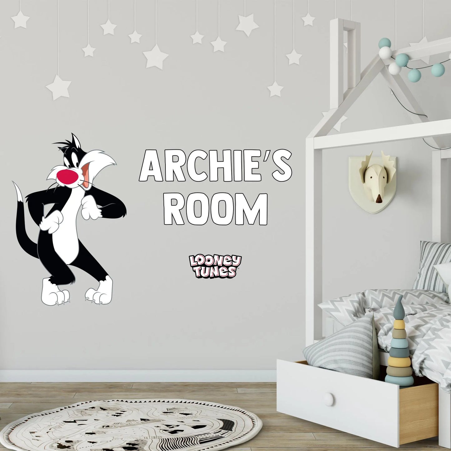 Looney Tunes Wall Sticker - Sylvester and Personalised Name Wall Decal Art