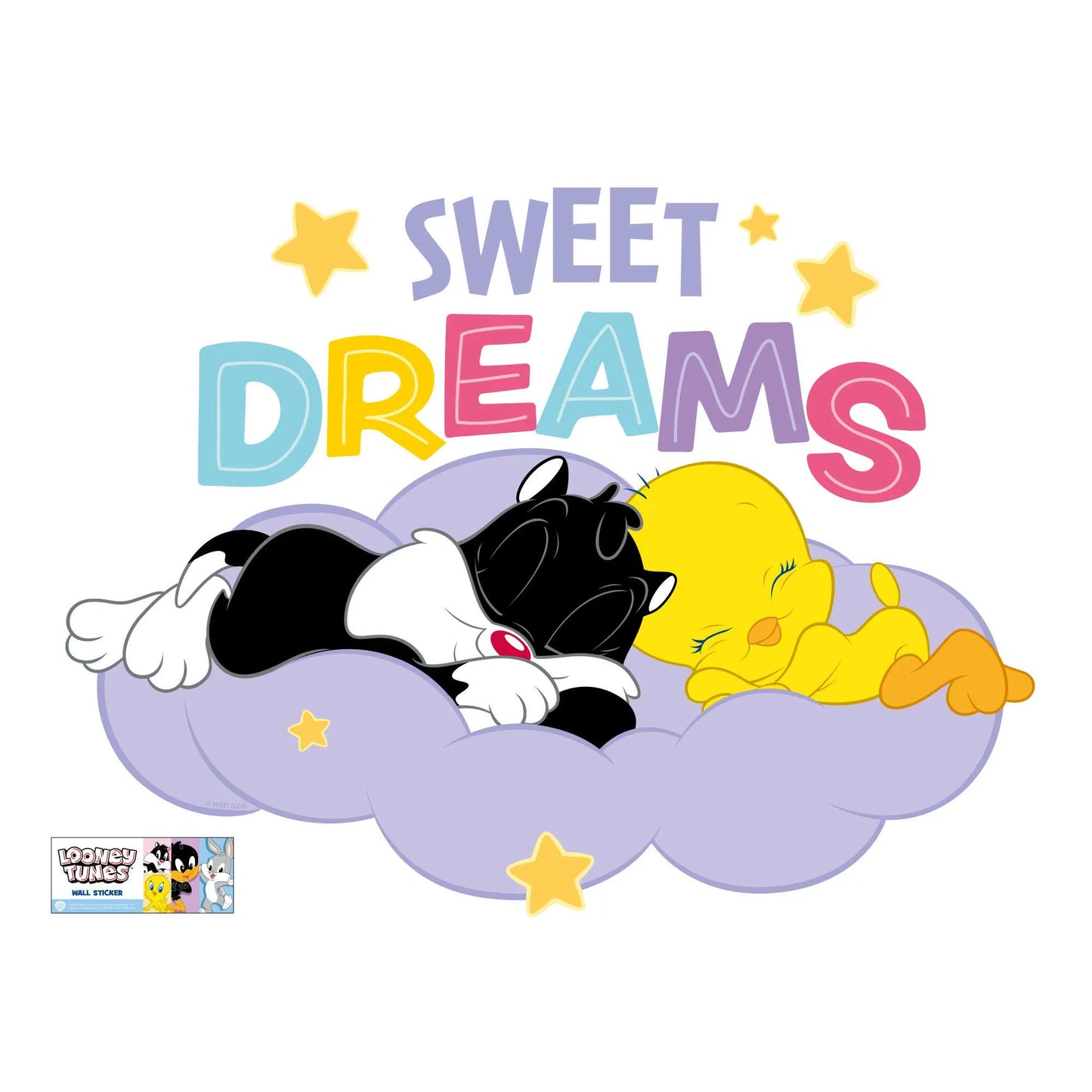 Looney Tunes Wall Sticker - Baby Looney Tunes Sylvester and Tweety Sweet Dreams Wall Decal Art