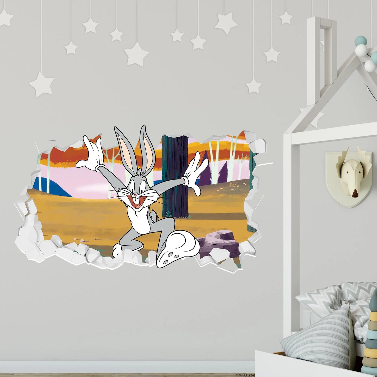 Looney Tunes Wall Sticker - Bugs Bunny Forest Broken Wall Decal Art