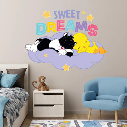 Looney Tunes Wall Sticker - Baby Looney Tunes Sylvester and Tweety Sweet Dreams Wall Decal Art