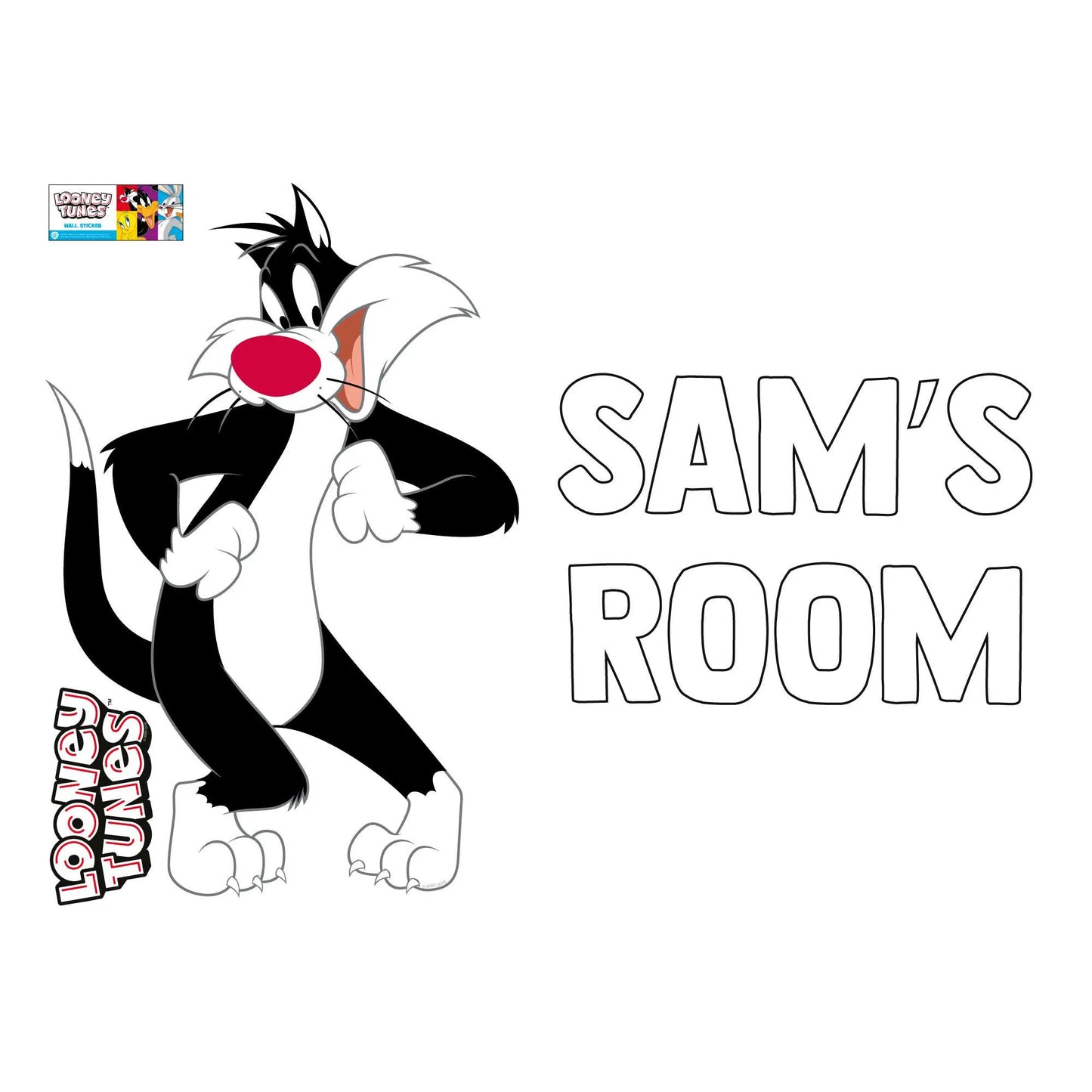 Looney Tunes Wall Sticker - Sylvester and Personalised Name Wall Decal Art