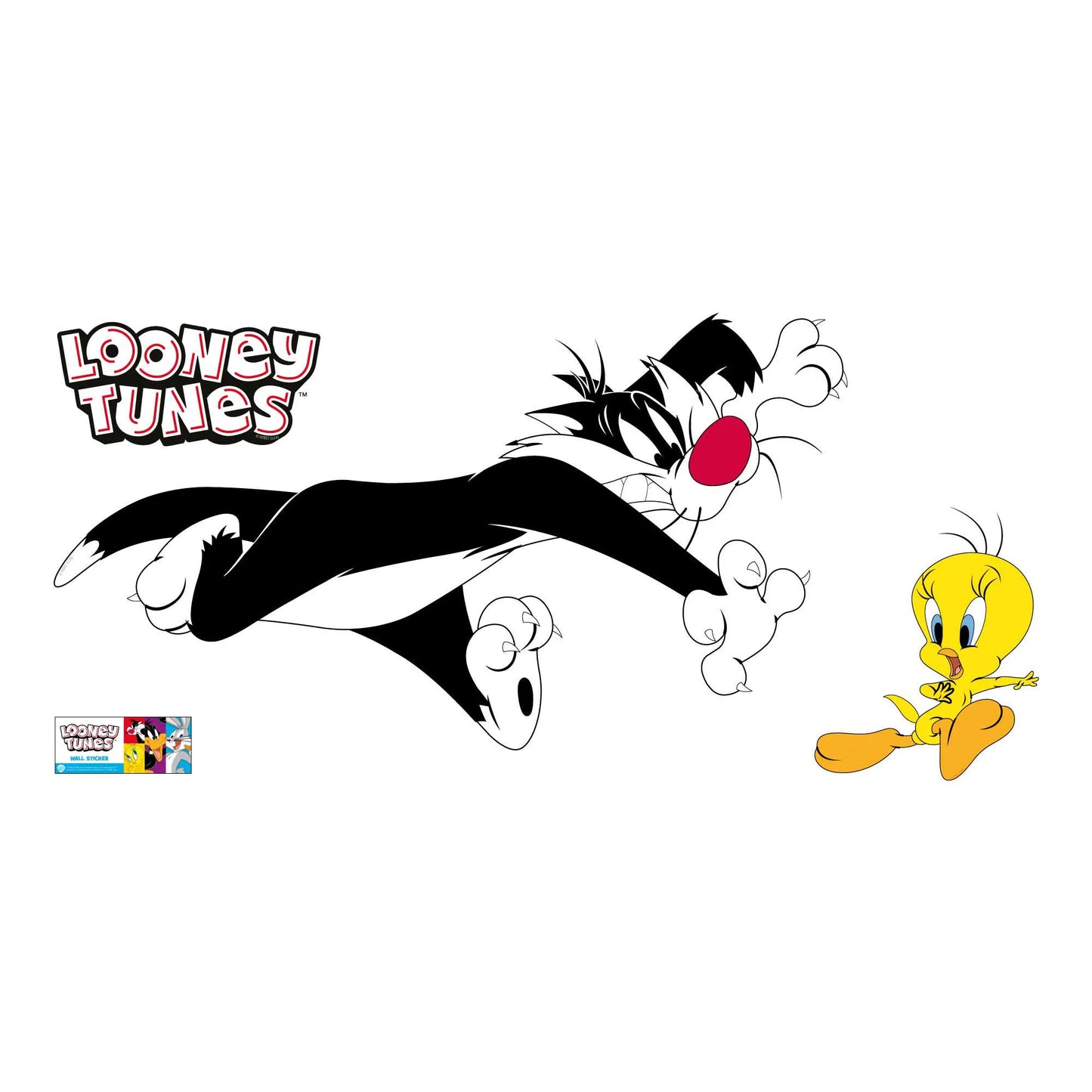 Looney Tunes Wall Sticker - Sylvester Chasing Tweety Wall Decal Art