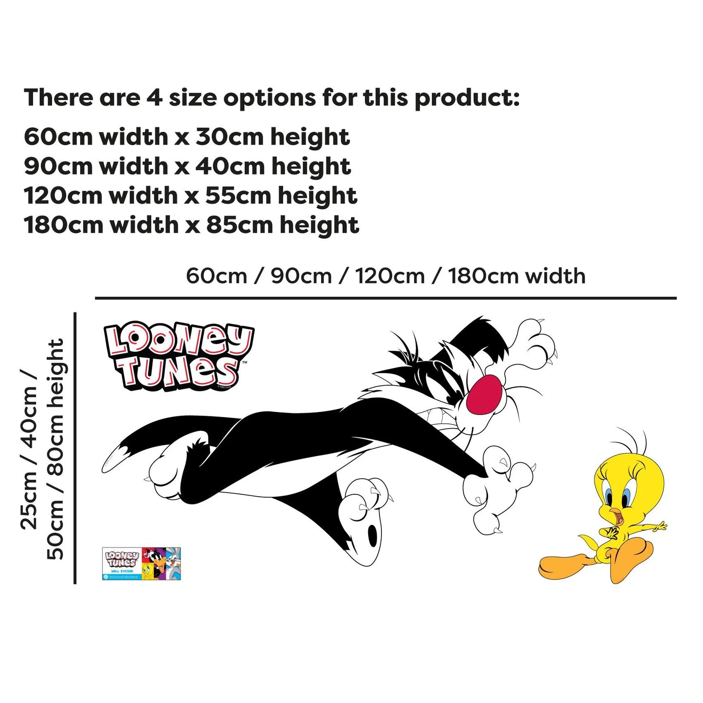 Looney Tunes Wall Sticker - Sylvester Chasing Tweety Wall Decal Art