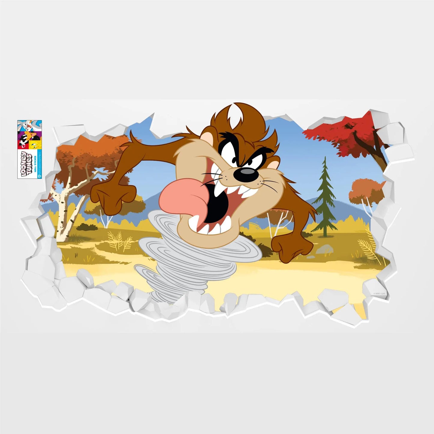 Looney Tunes Wall Sticker - Taz Tornado Broken Wall Decal Art