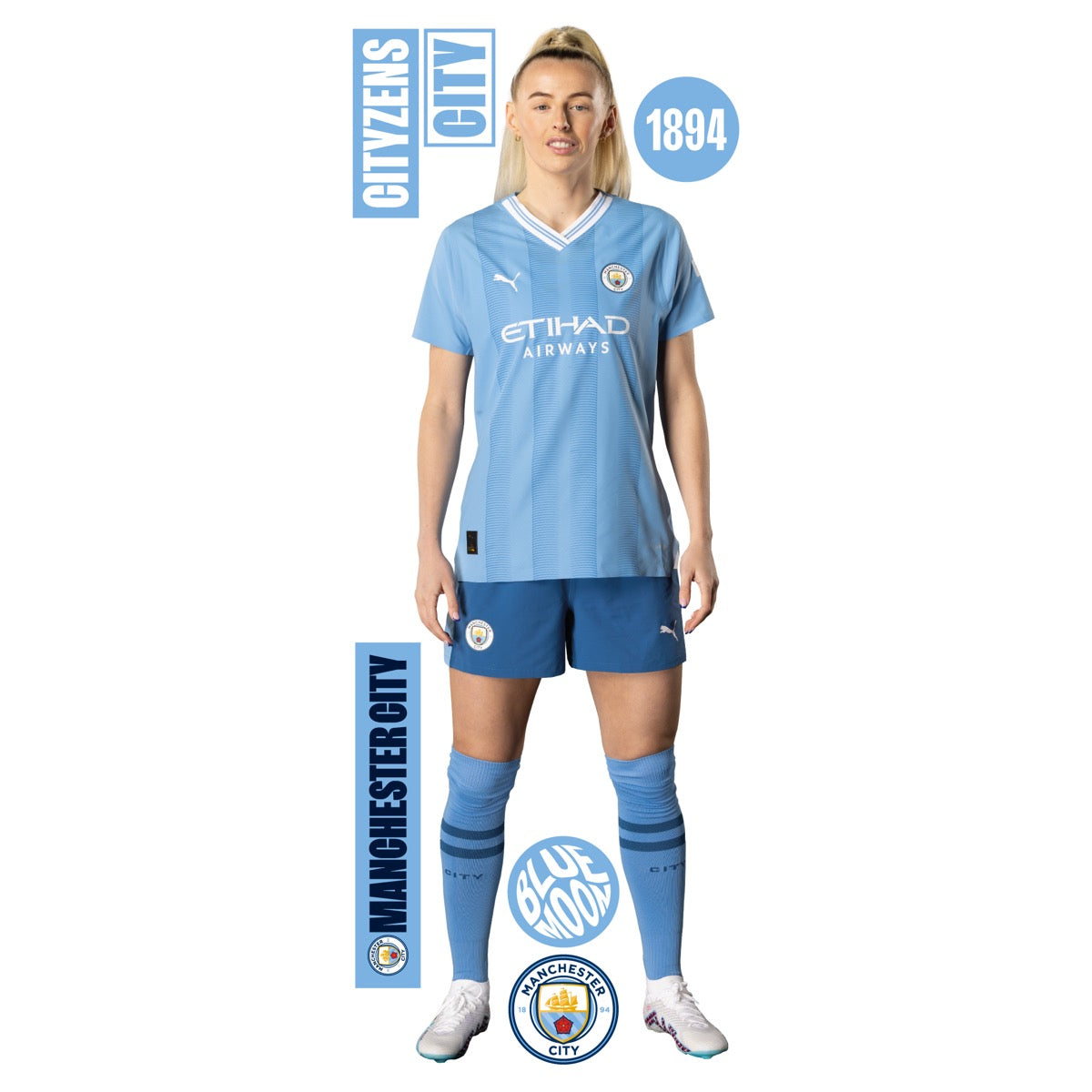 Manchester City Football Club - Chloe Kelly 23/24 Player Wall Sticker + Bonus Decal Set