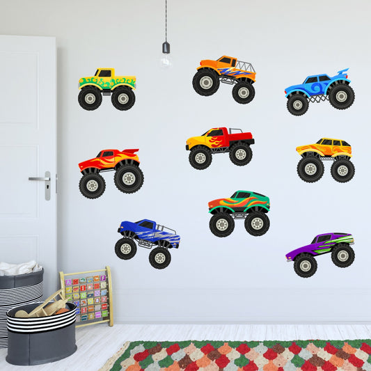 Monster Truck Wall Sticker - 9 Trucks