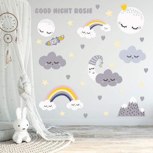 Personalised Night Time Nursery Wall Sticker Set