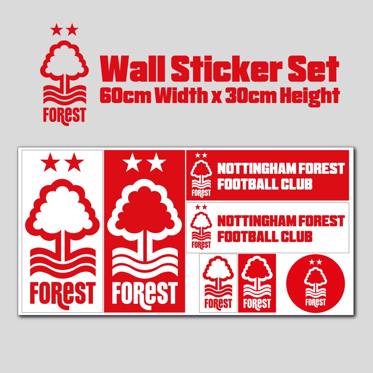 Nottingham Forest FC - Stadium Trent End Wall Sticker + Decal Set